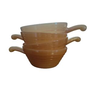 4 Vintage Anchor Hocking Fire-King Copper Tint Lustreware Soup Bowls New